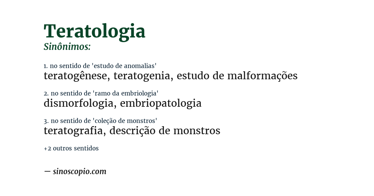 Sinônimo de teratologia