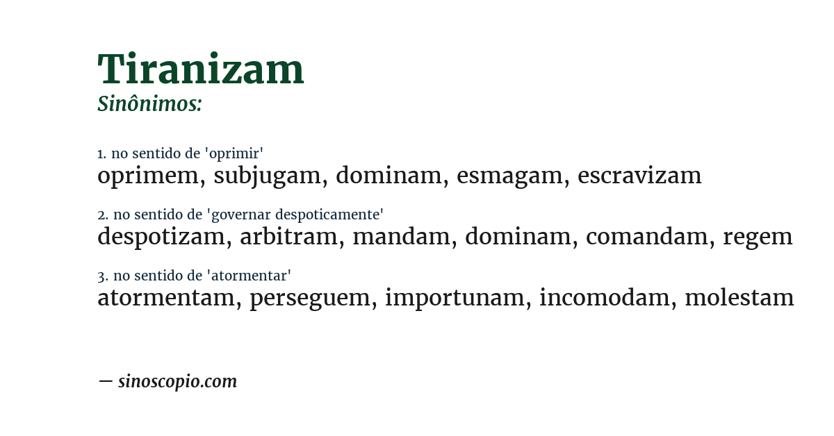 Sinônimo de tiranizam