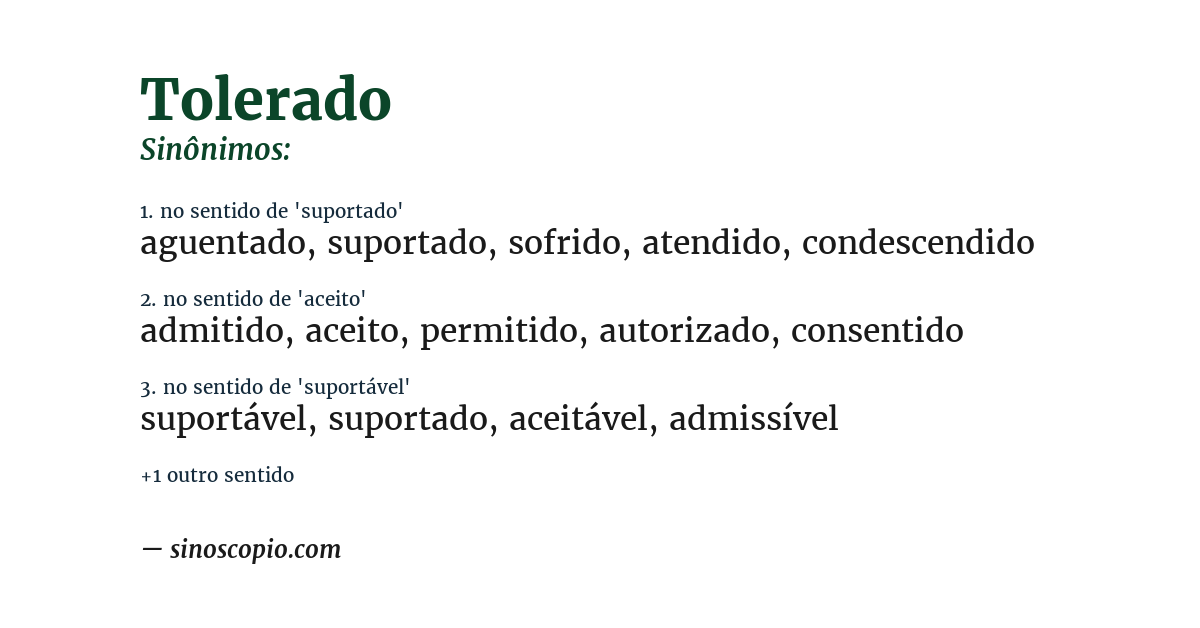 Sinônimo de tolerado