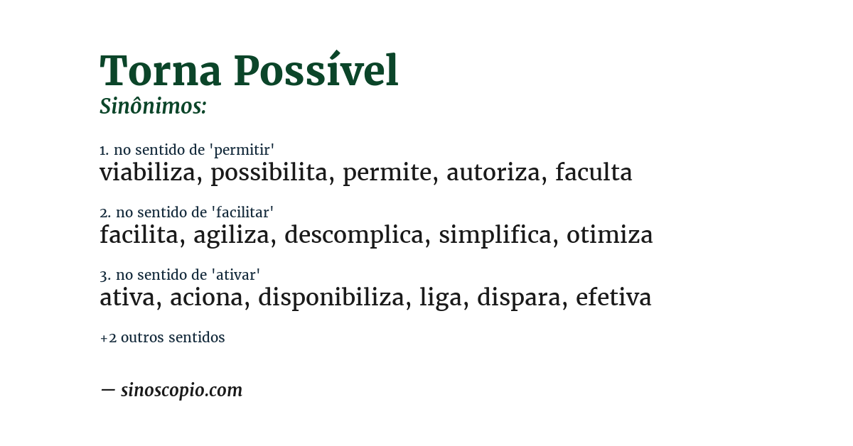 Sinônimo de torna possível