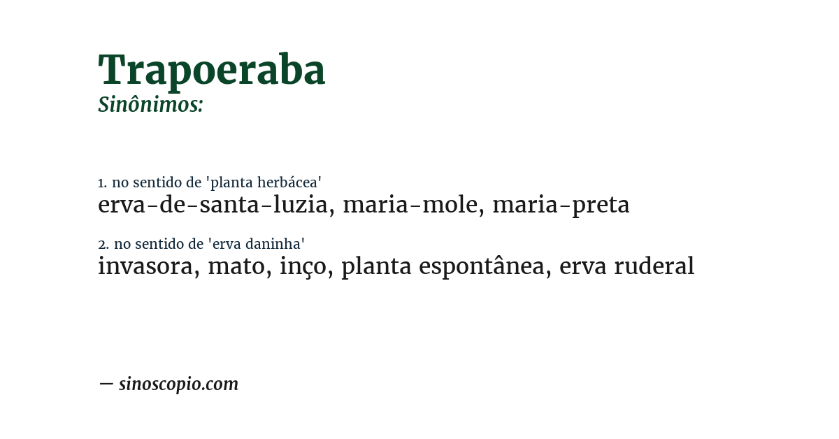 Sinônimo de trapoeraba