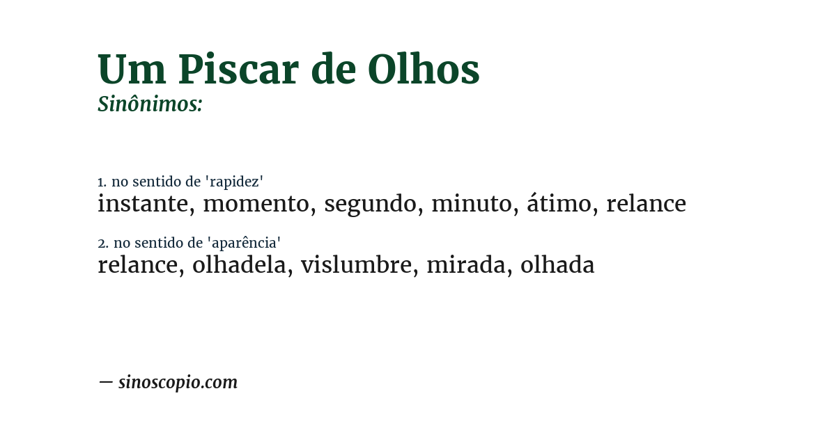 Sinônimo de um piscar de olhos