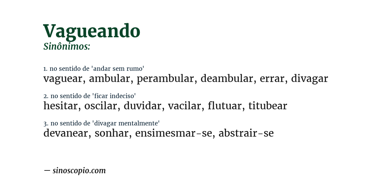 Sinônimo de vagueando
