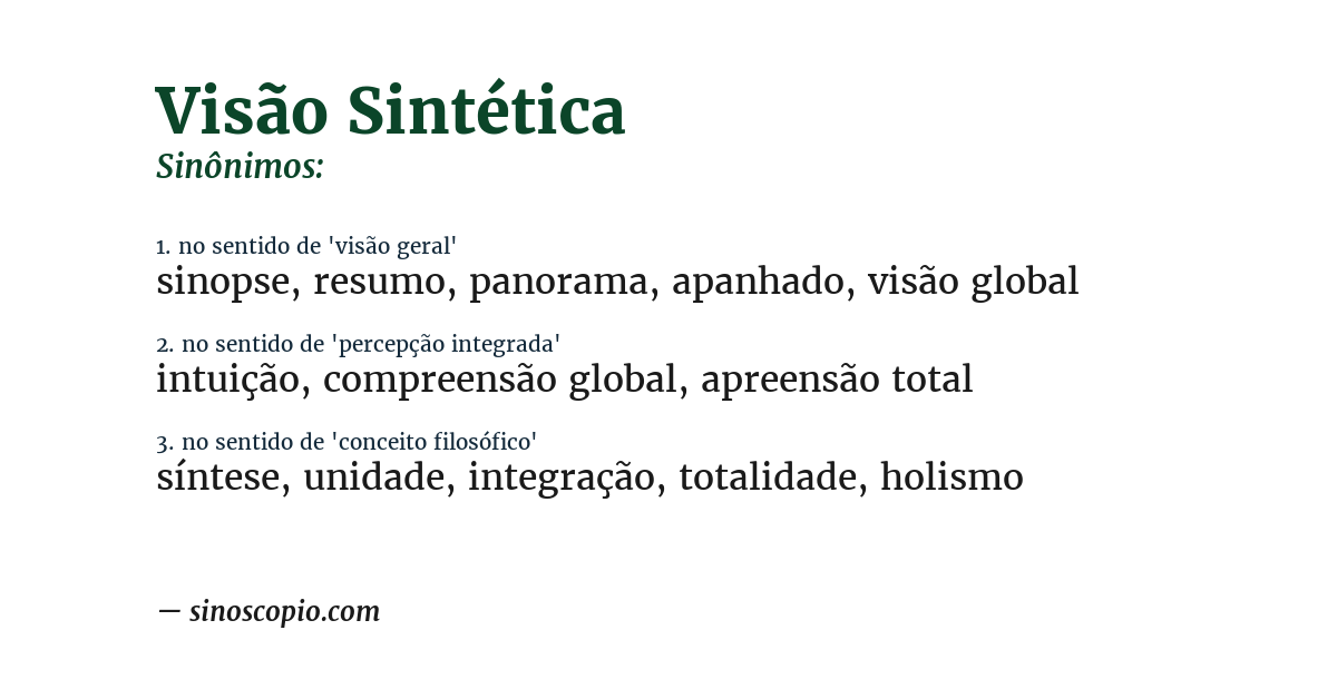 Sinônimo de visão sintética