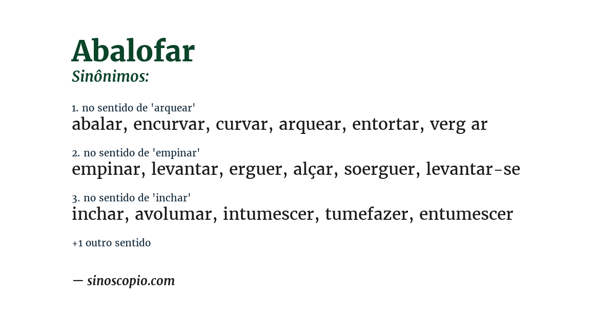Sinônimo de abalofar