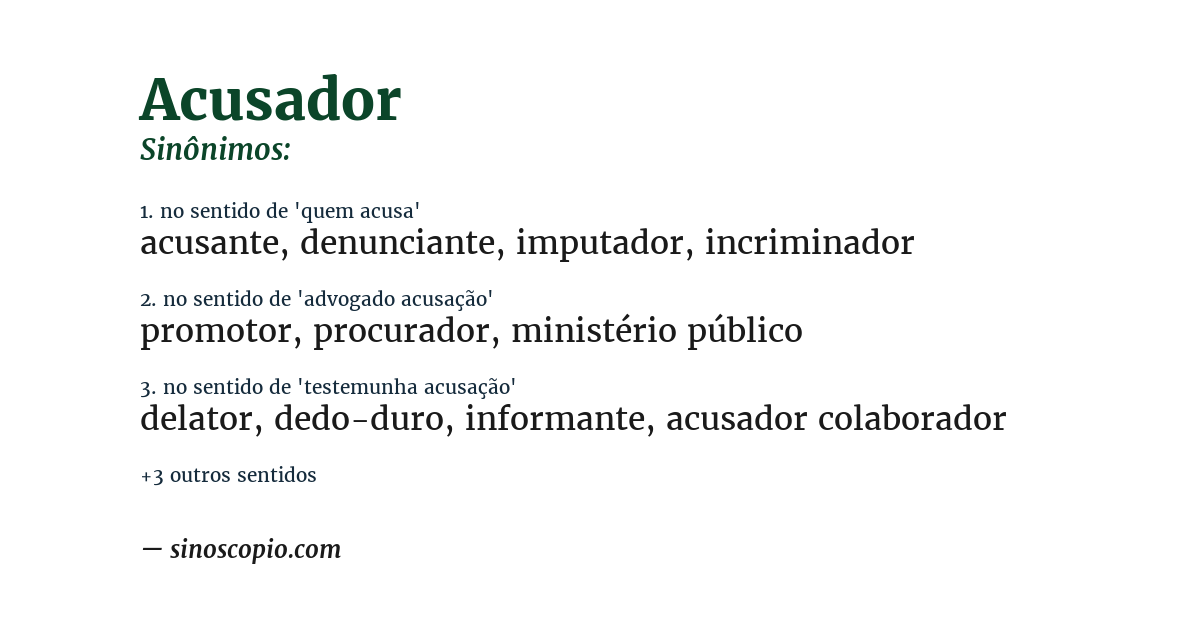 Sinônimo de acusador