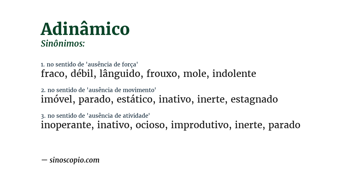 Sinônimo de adinâmico