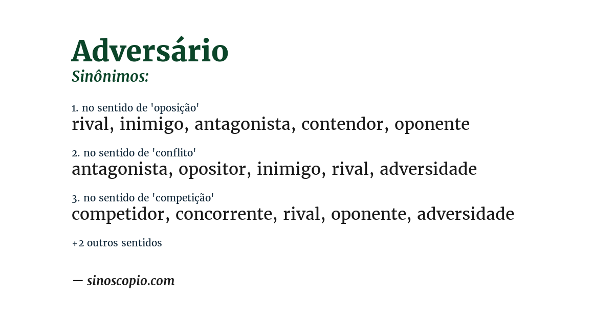 Sinônimo de adversário