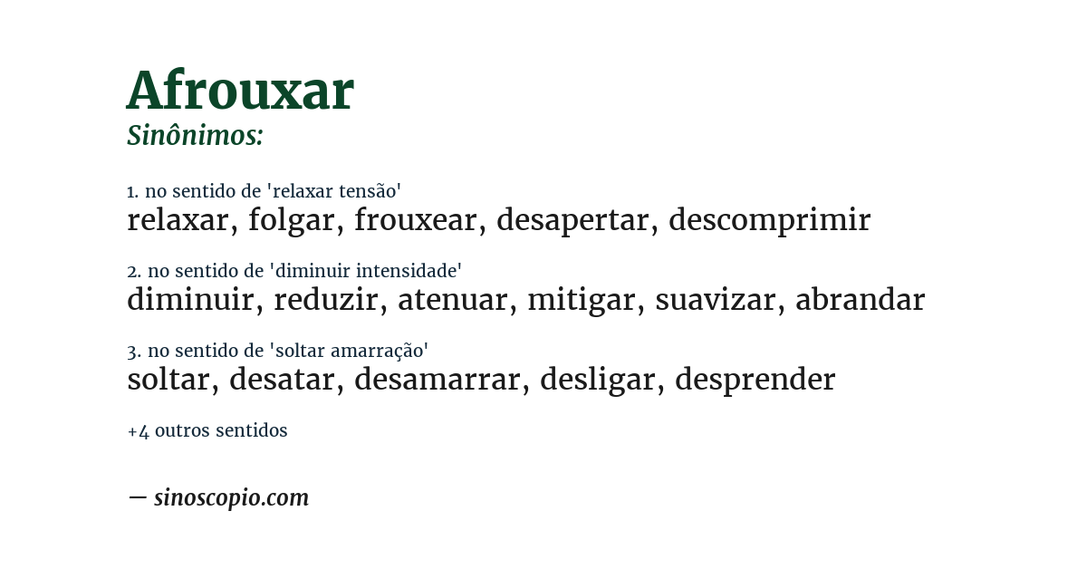 Sinônimo de afrouxar