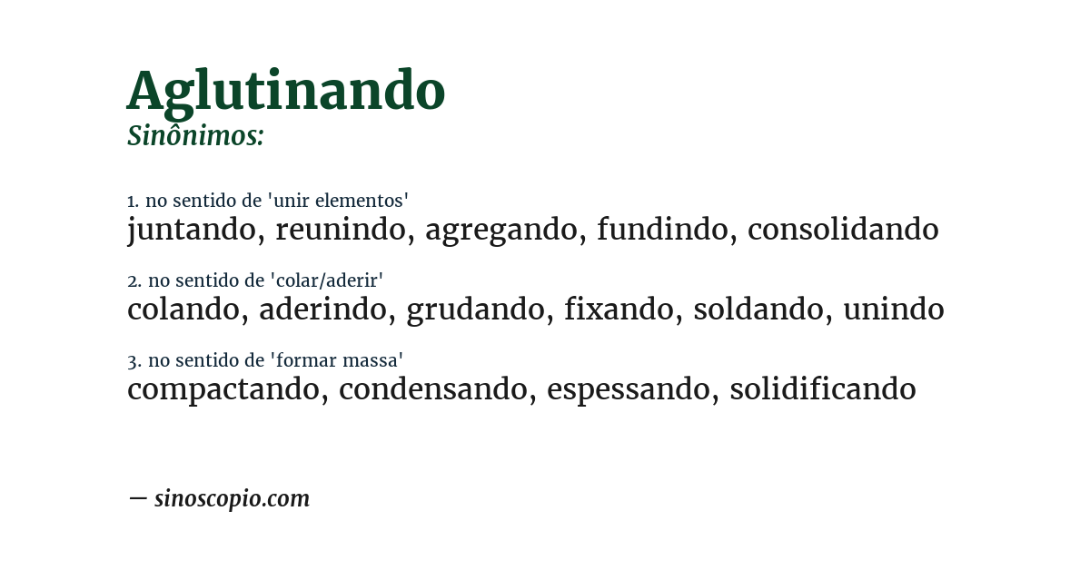 Sinônimo de aglutinando
