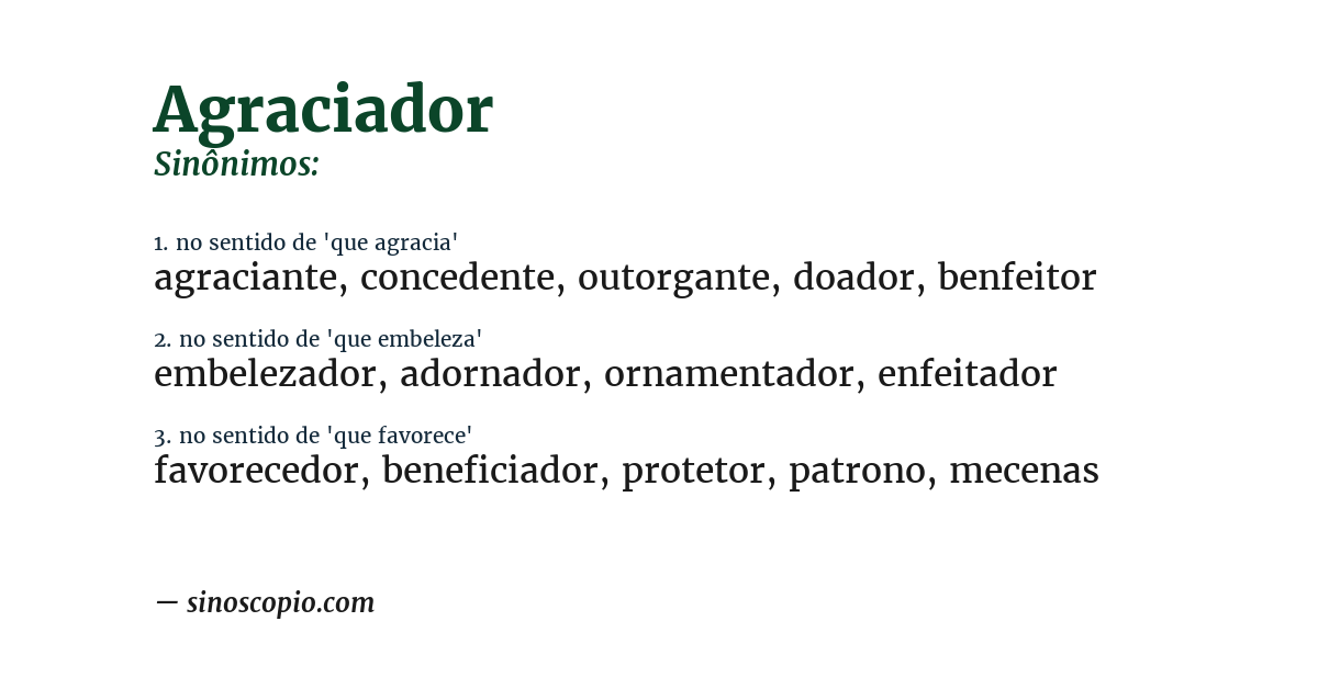 Sinônimo de agraciador
