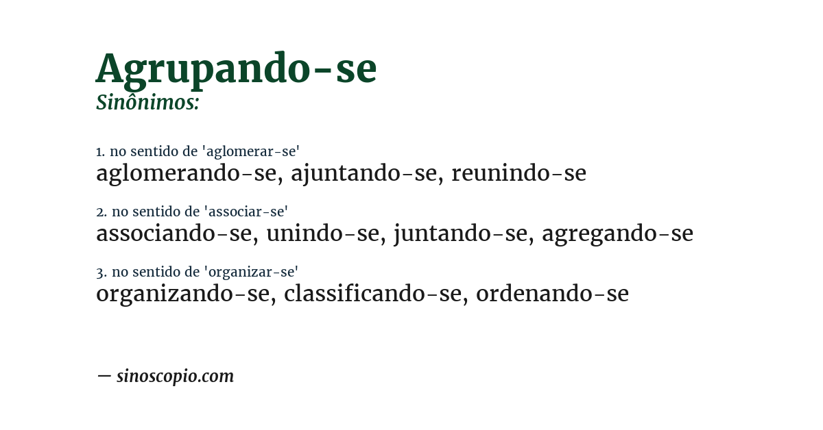 Sinônimo de agrupando-se