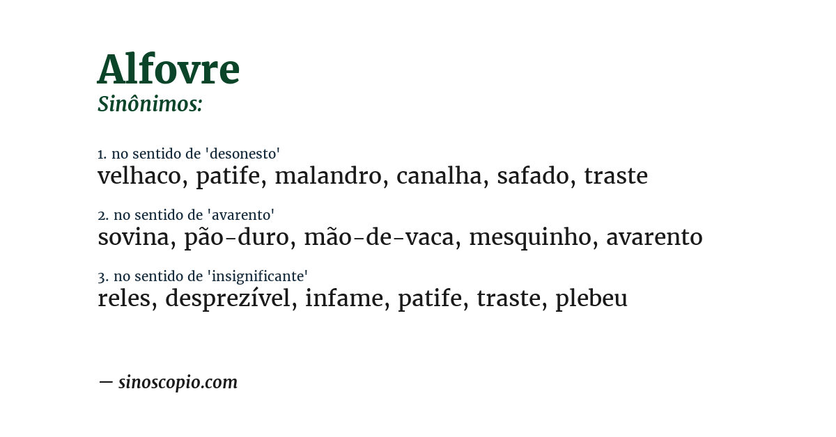 Sinônimo de alfovre