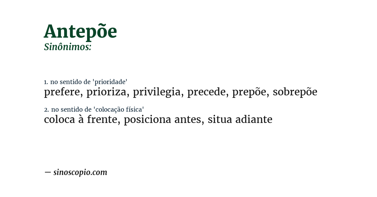 Sinônimo de antepõe