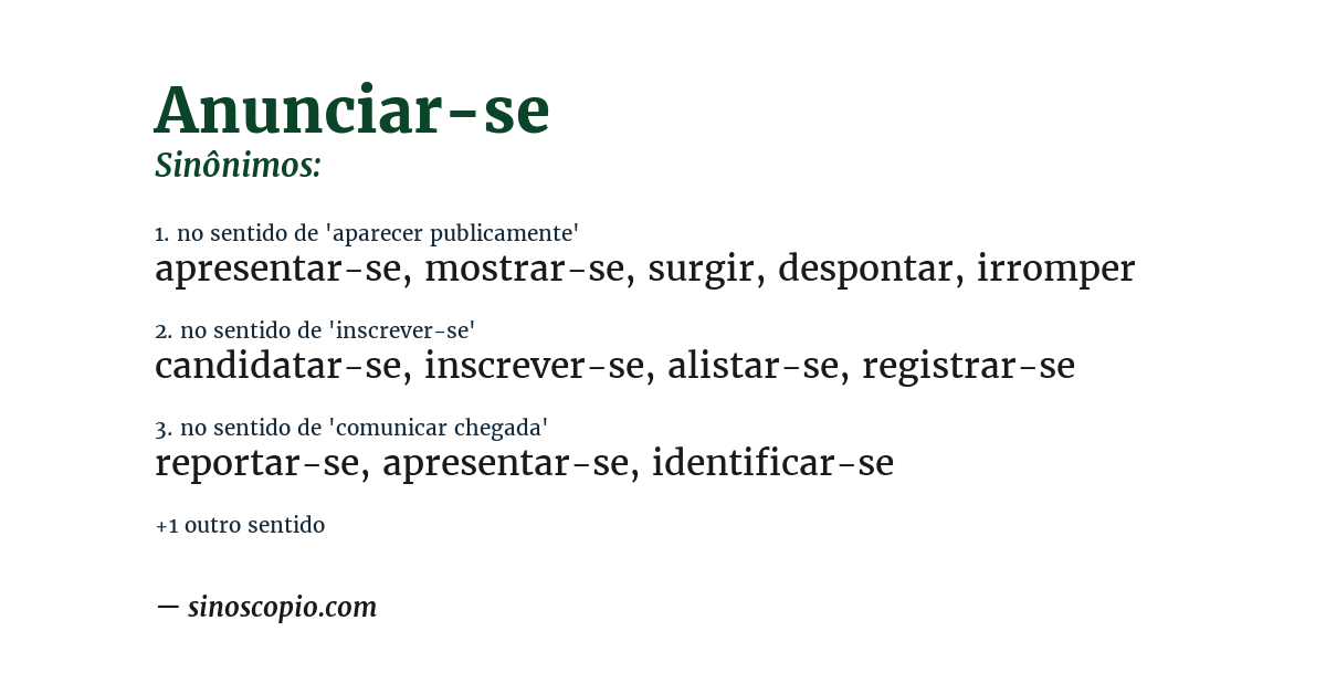Sinônimo de anunciar-se