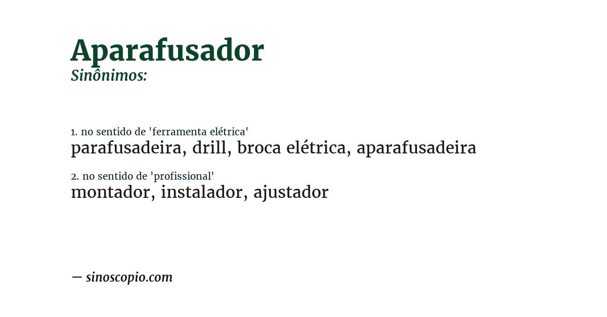 Sinônimo de aparafusador