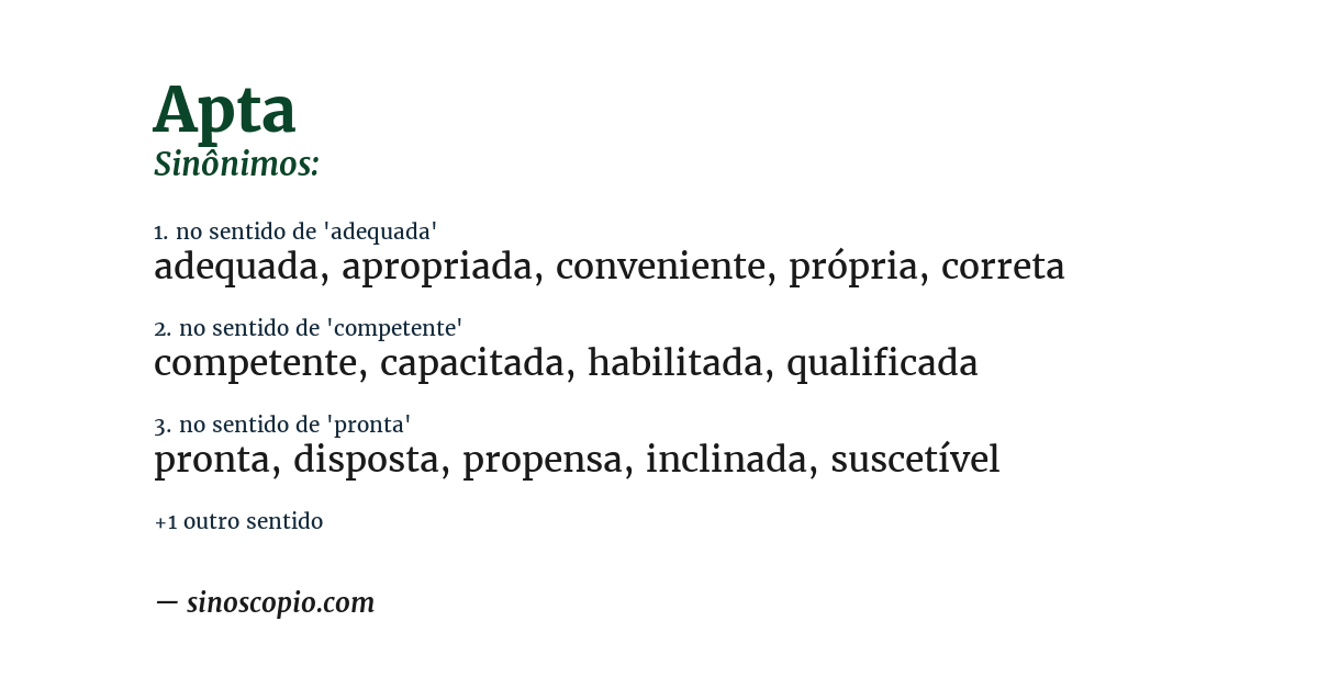 Sinônimo de apta