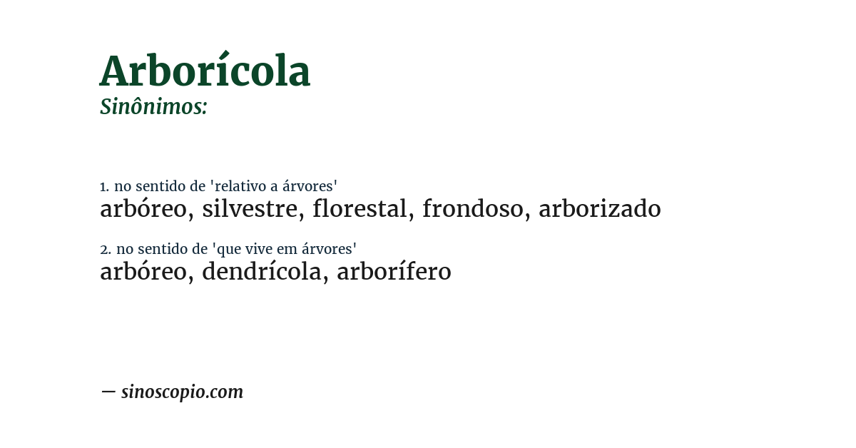 Sinônimo de arborícola