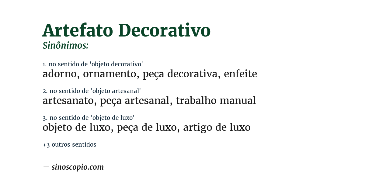 Sinônimo de artefato decorativo