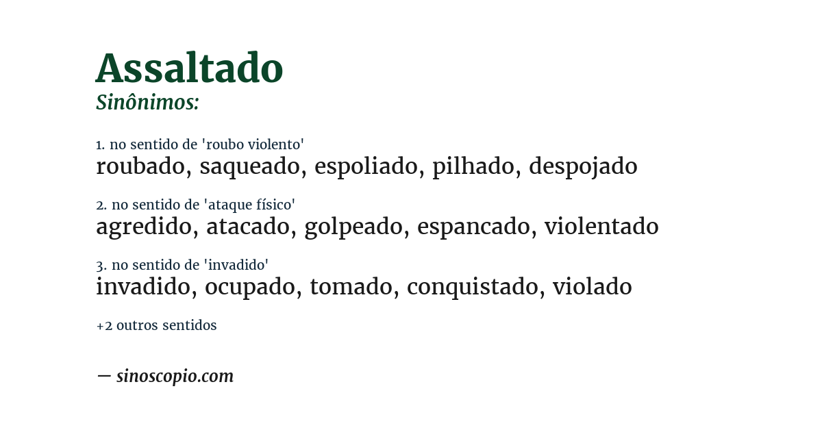 Sinônimo de assaltado