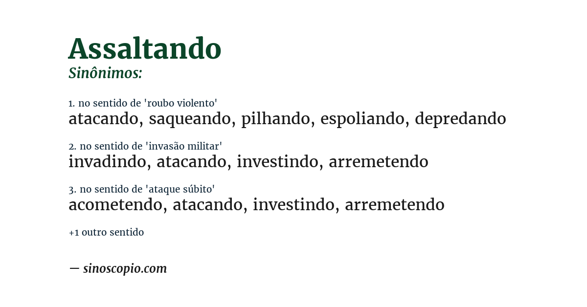 Sinônimo de assaltando
