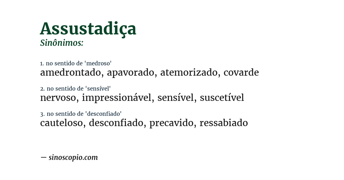 Sinônimo de assustadiça