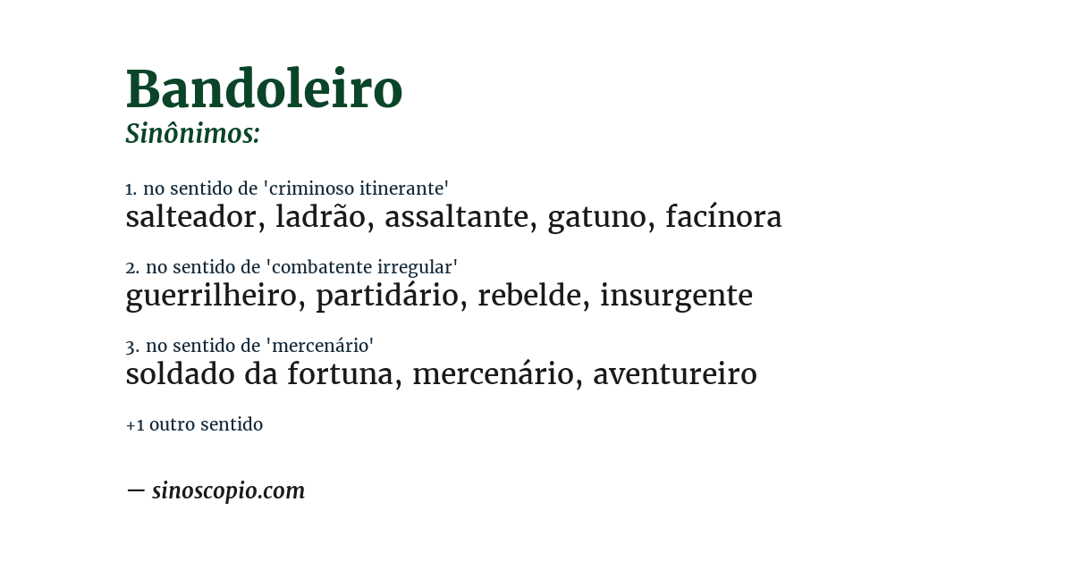 Sinônimo de bandoleiro