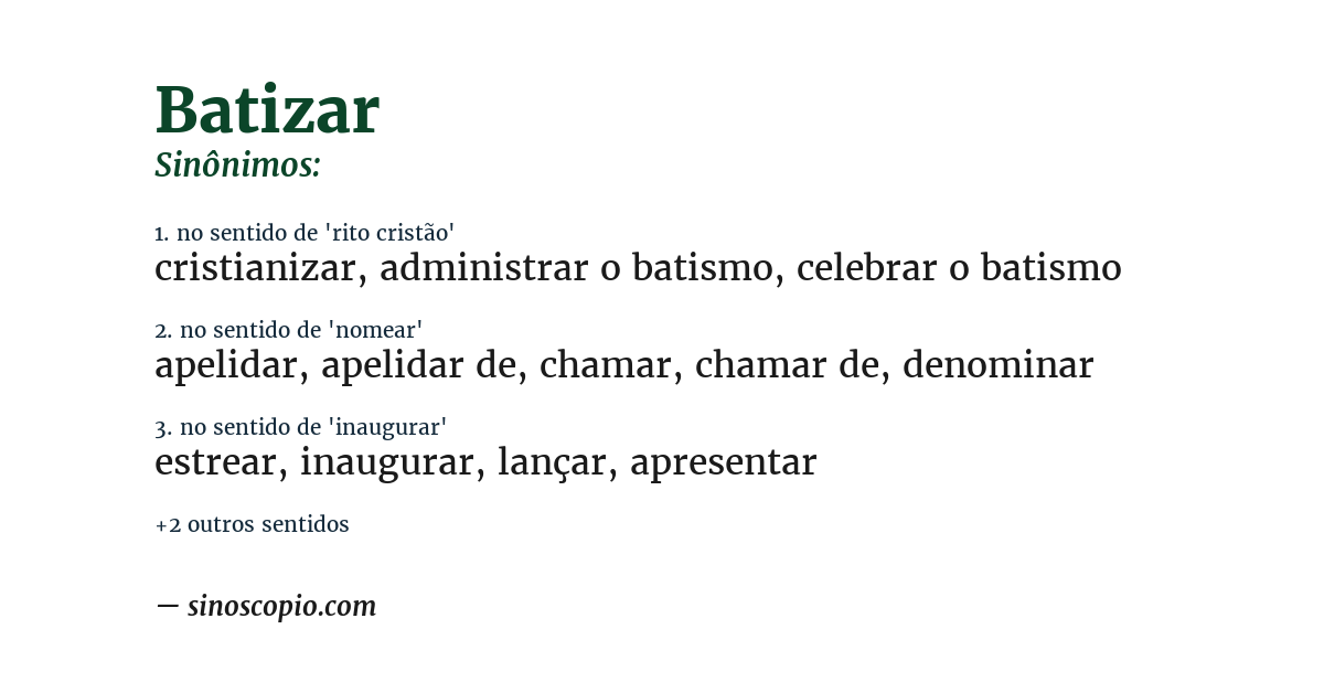 Sinônimo de batizar