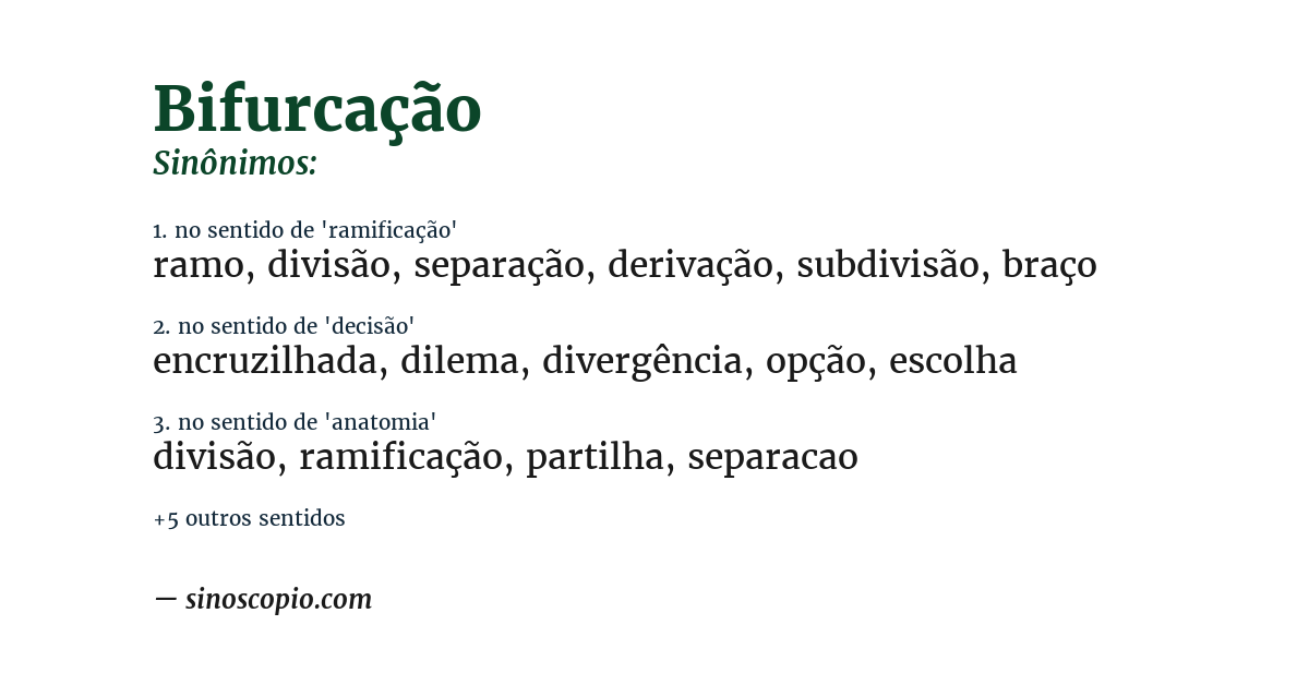 Sinônimo de bifurcação
