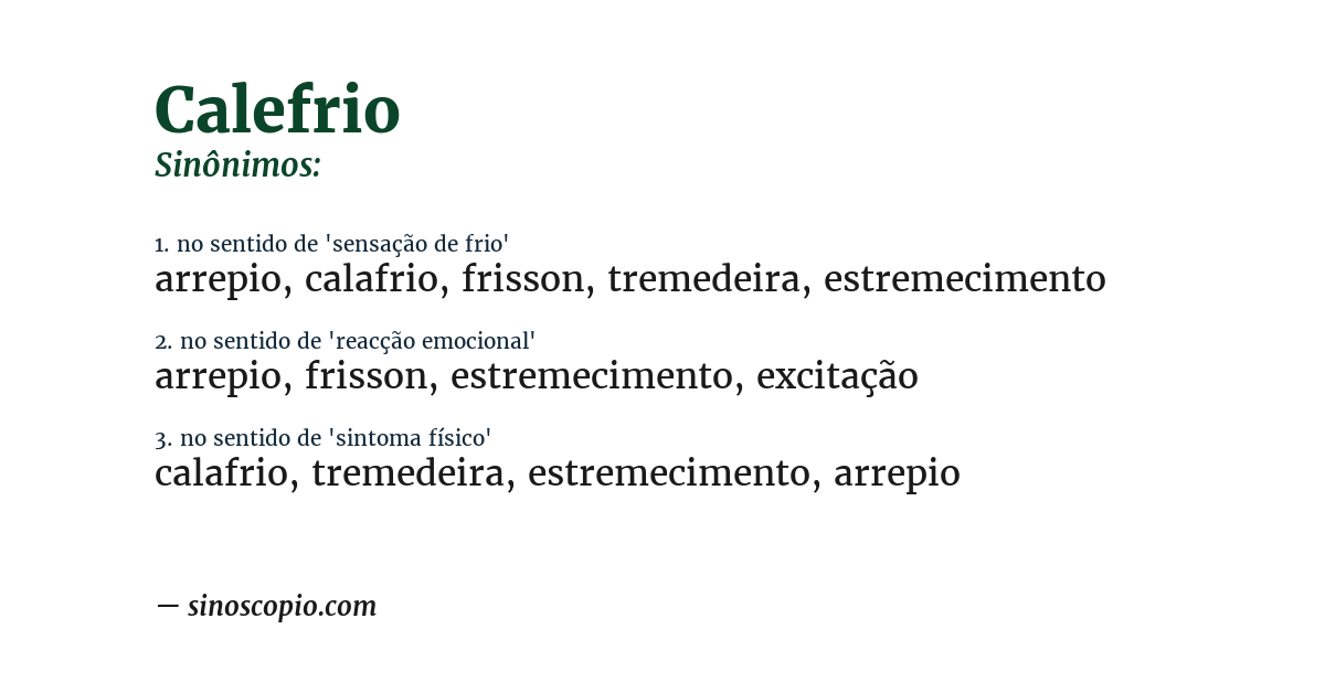 Sinônimo de calefrio