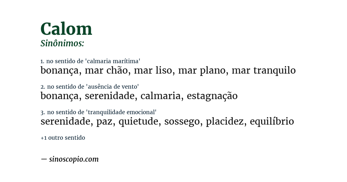 Sinônimo de calom