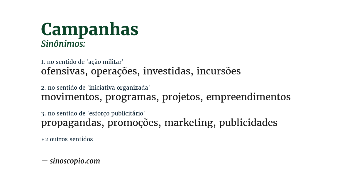 Sinônimo de campanhas