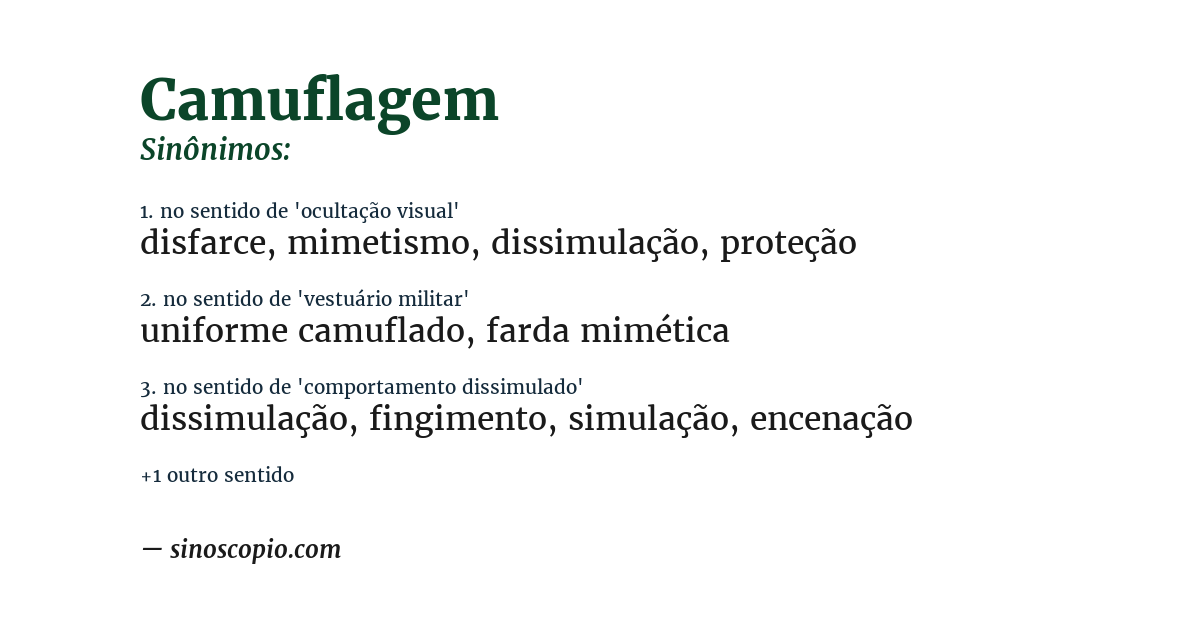 Sinônimo de camuflagem