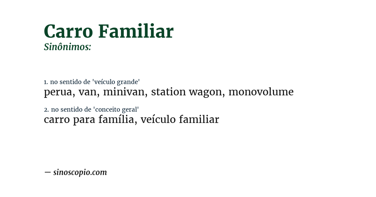 Sinônimo de carro familiar