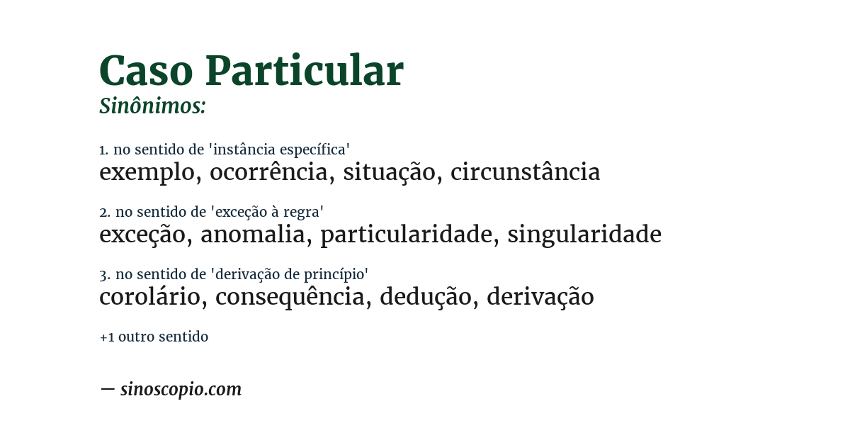 Sinônimo de caso particular