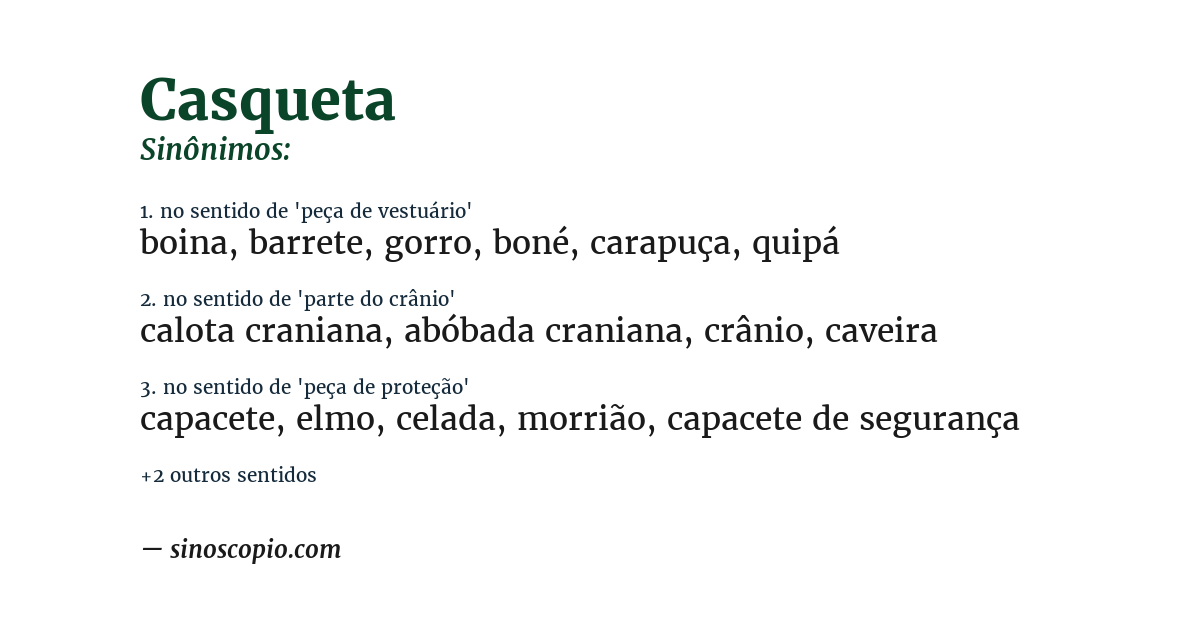 Sinônimo de casqueta