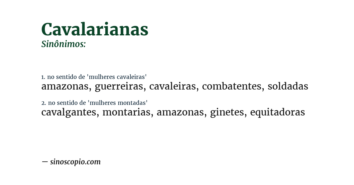 Sinônimo de cavalarianas