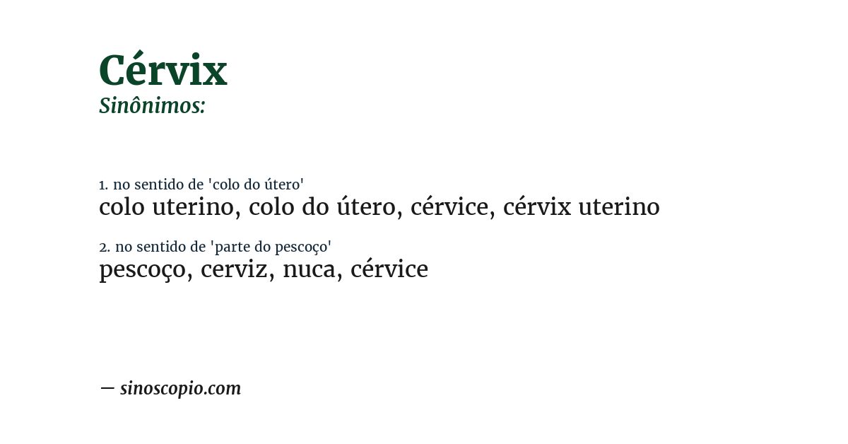 Sinônimo de cérvix