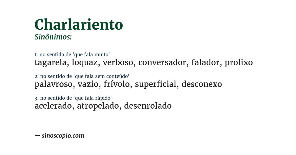 Sinônimo de charlariento
