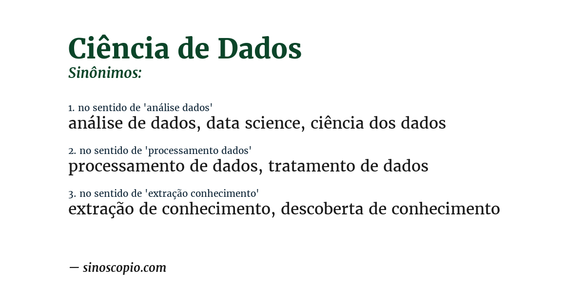 Sinônimo de ciência de dados