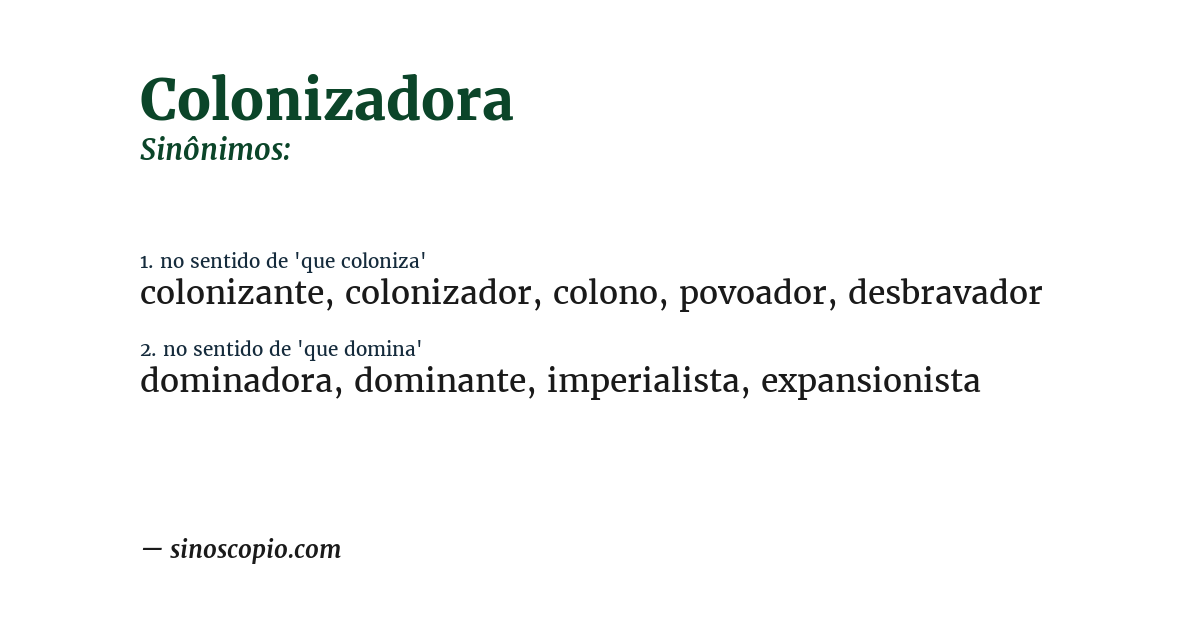 Sinônimo de colonizadora