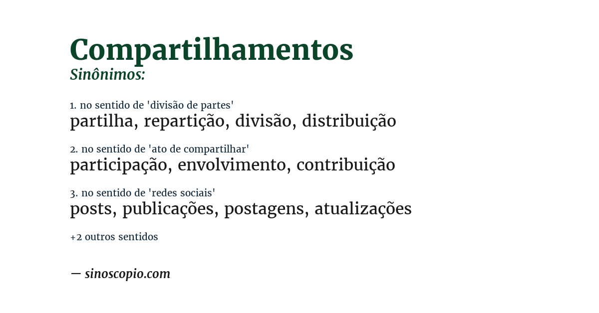 Sinônimo de compartilhamentos