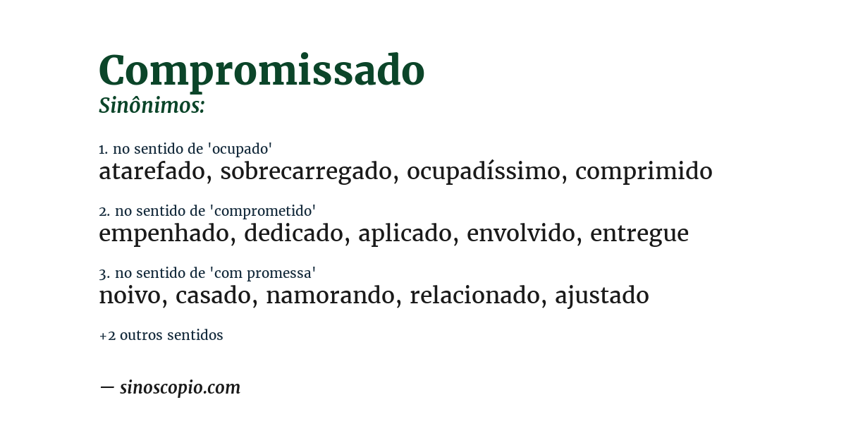 Sinônimo de compromissado
