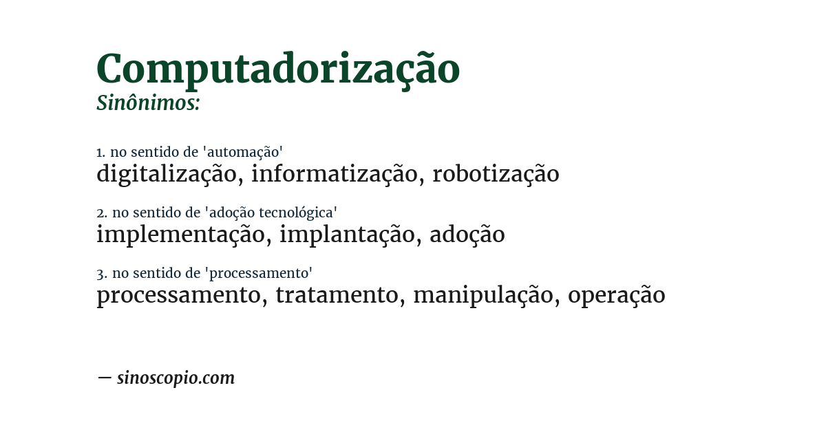 Sinônimo de computadorização