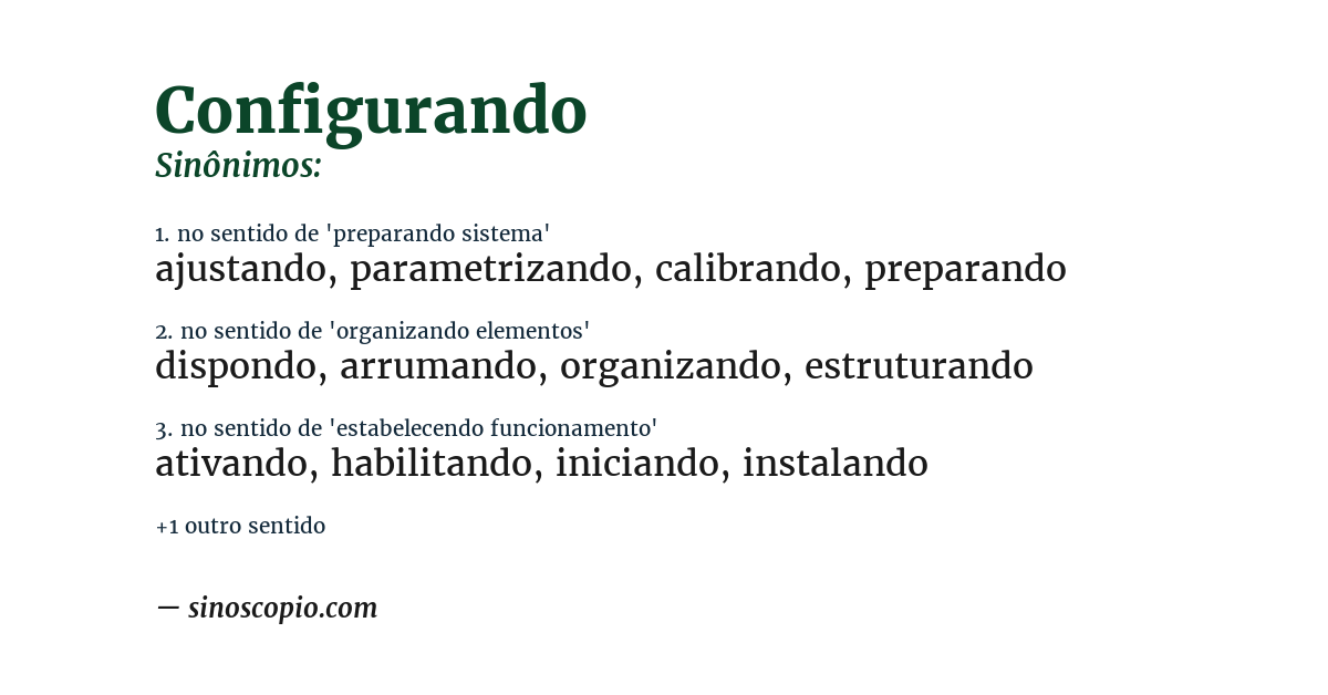 Sinônimo de configurando