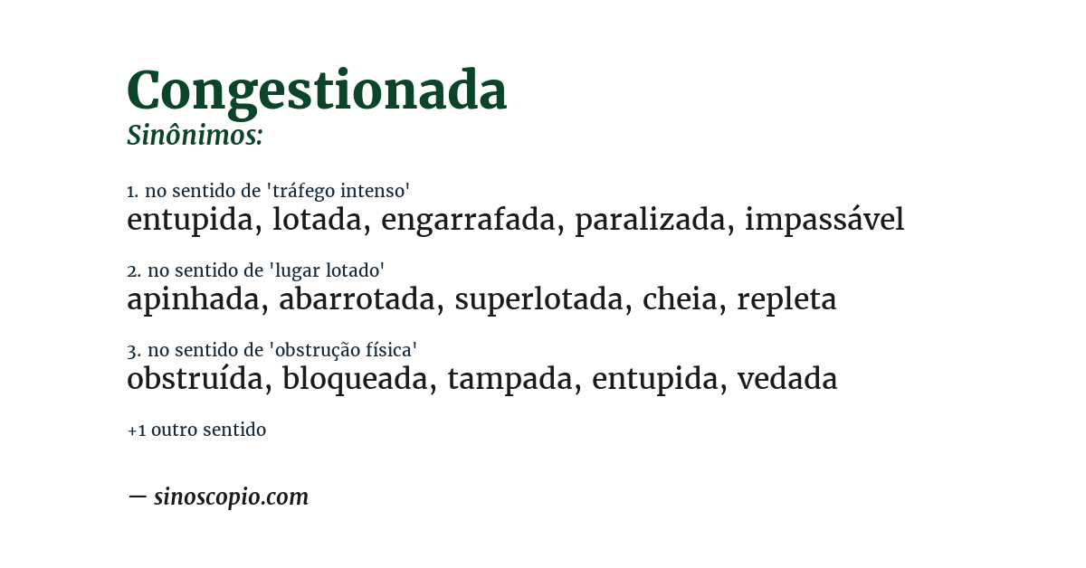 Sinônimo de congestionada