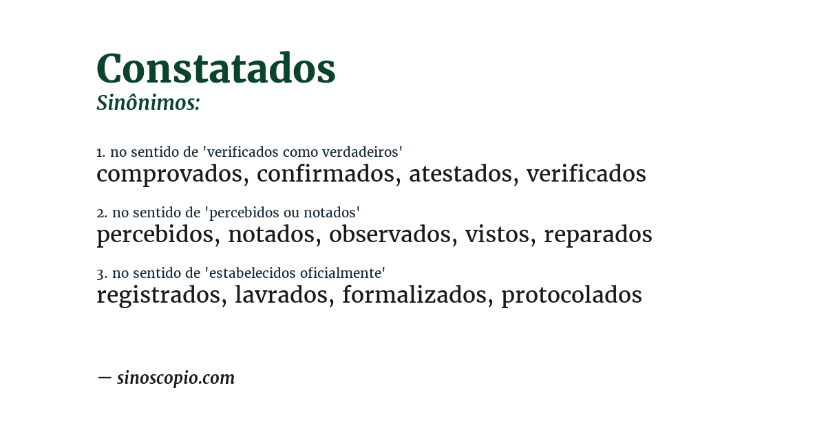 Sinônimo de constatados