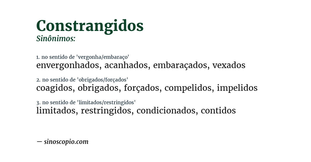 Sinônimo de constrangidos