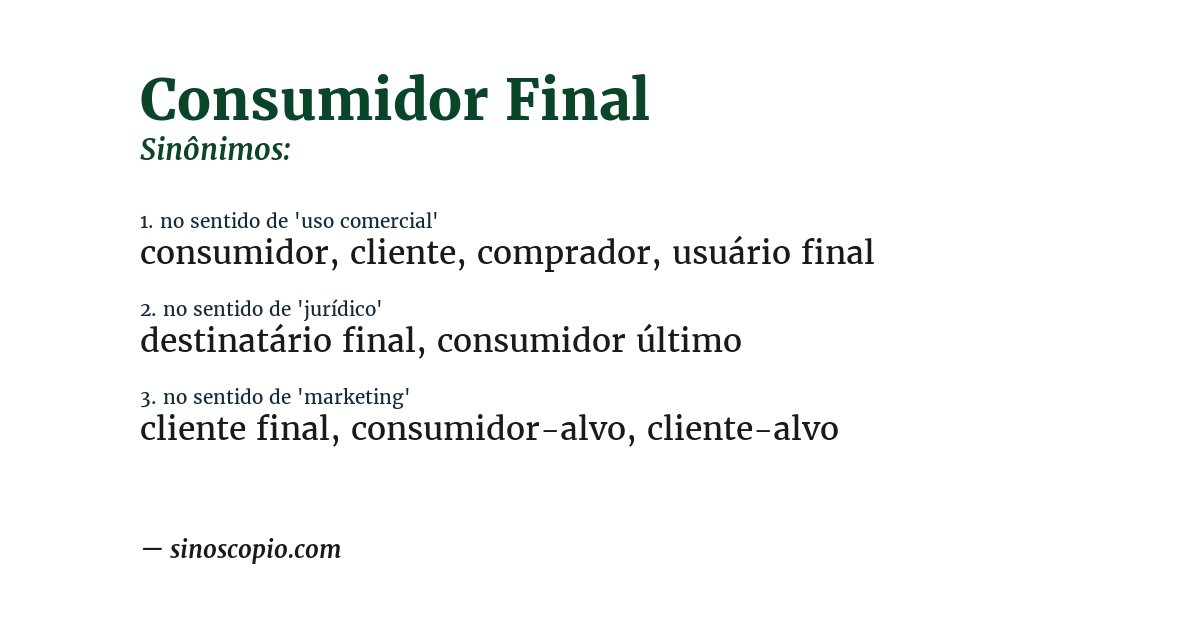 Sinônimo de consumidor final
