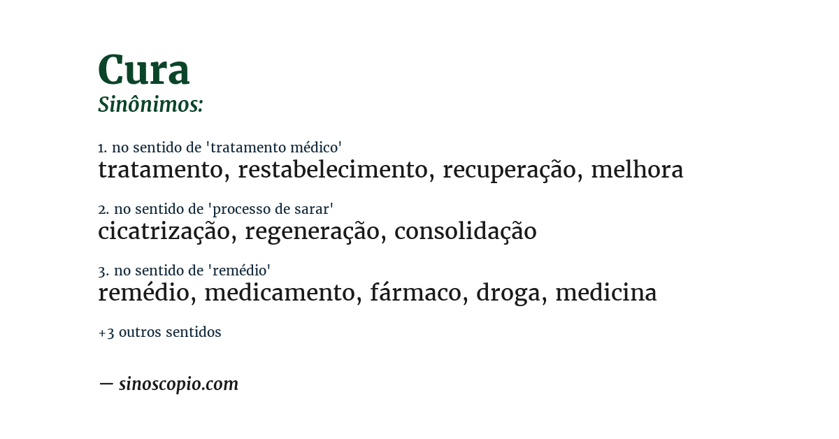 Sinônimo de cura